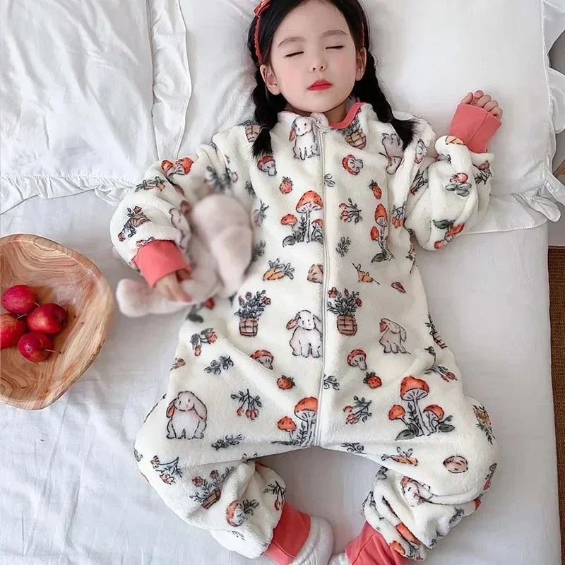 Baby Clothing For Sleep - Karikatür pazen polar çocuk bebek pijama