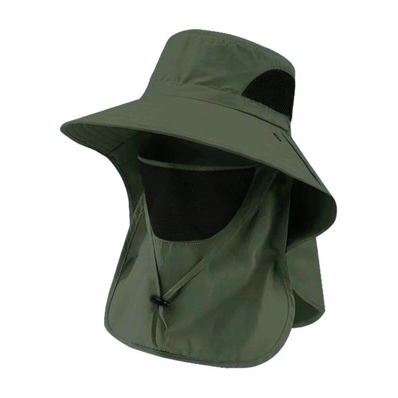 Sun Hat Wide Brim - Polyester güneş balıkçı şapkası boyun koruyuculu
