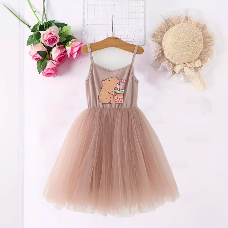 Baby Z Clothing - Capybara Kız Elbise Anime Baskılı Sevimli