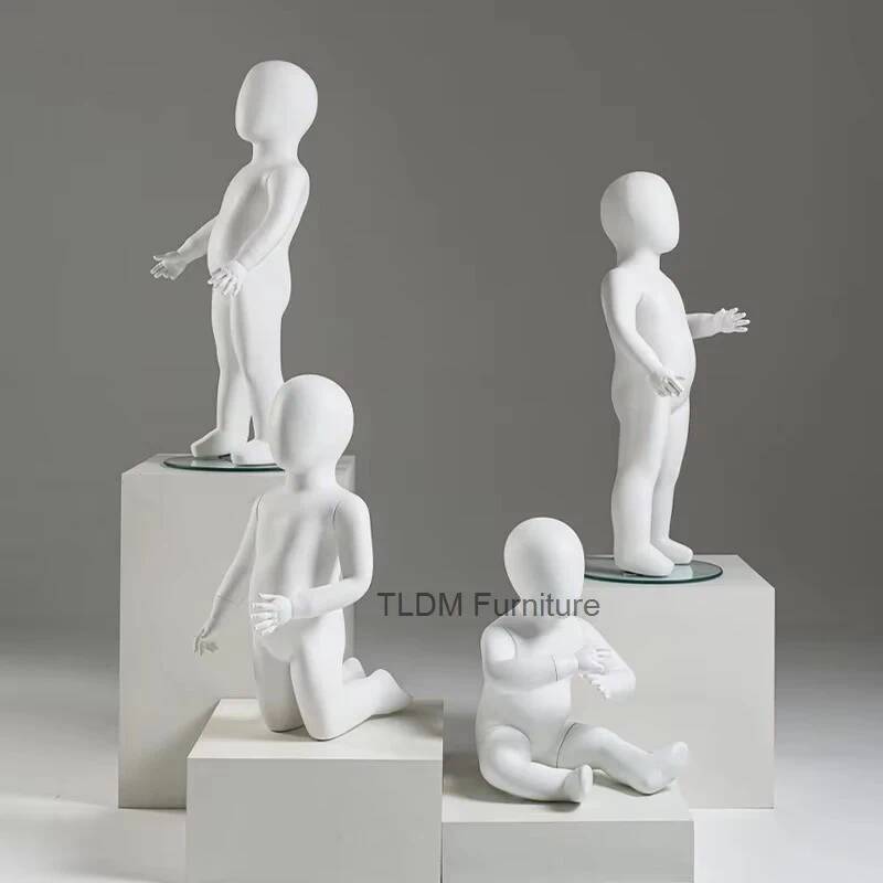 Baby Clothing Display Stand - Çocuk Mankenleri Mat Beyaz Çocuk Giysileri